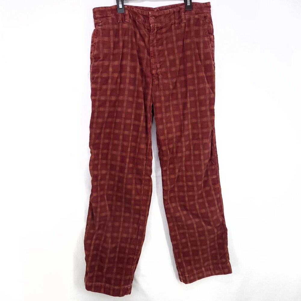 Ron Herman Corduroy Pants Size 30x 30 Vintage Red Plaid Grandpacore Straight Leg